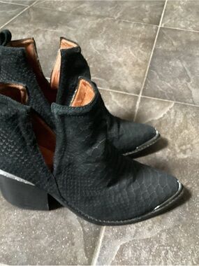Free People Black Textured Pointed Ankle Booties